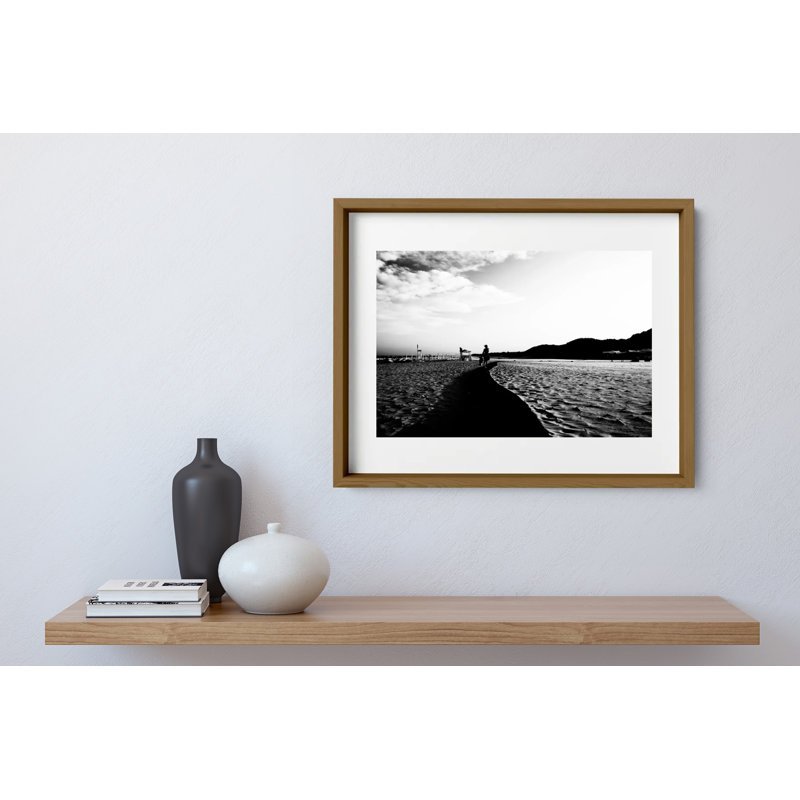 Walk The Line Print by Joseph Regan, Walnut, 14" H x 16" W x 0.75" D