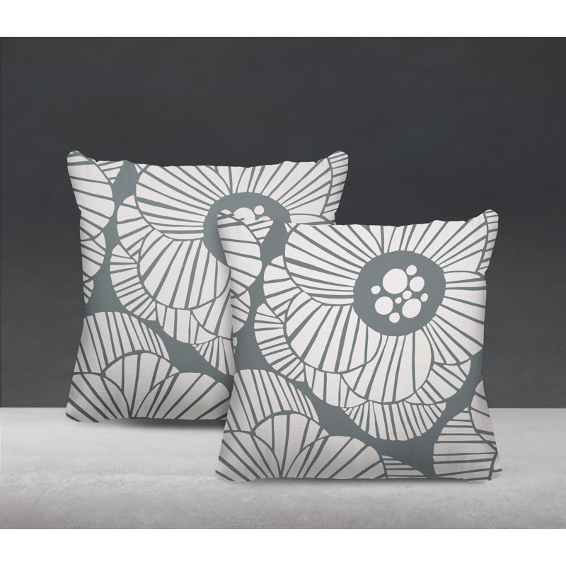 Housse et insert de coussin décoratif intérieur / extérieur en mélange de polyester, L 19 po x H 19 po, Gris