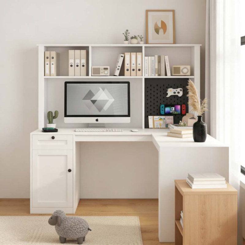 Bureau en L, Blanc 1
