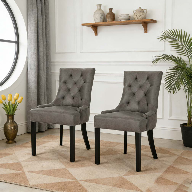 Chaise de salle à manger, 2, Microfibre ardoise