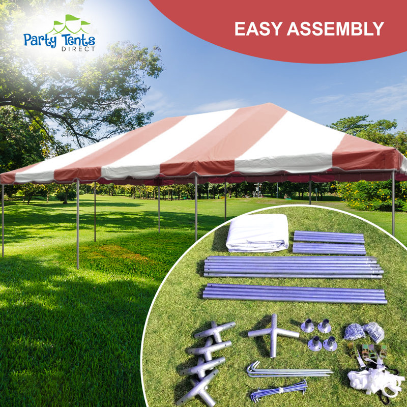 Red and White Galvanized Steel 20' x 40' Party Tent