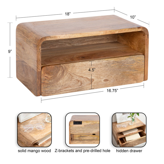 AllModern Langley Mango Floating Shelf with Drawer & Reviews | Wayfair