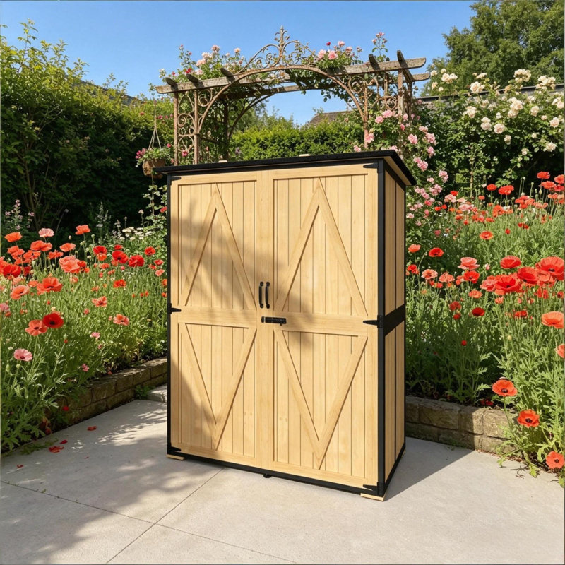 Remises durables avec rangement, organisateur de jardin compact en bois et en acier