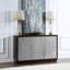 Geranio Metallic Silver & Walnut Finish Console Cabinet