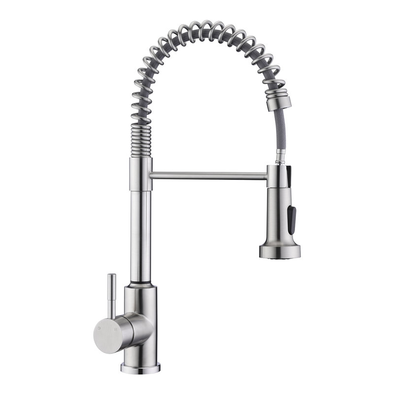Robinet de cuisine rétractable à poignée simple avec accessoires