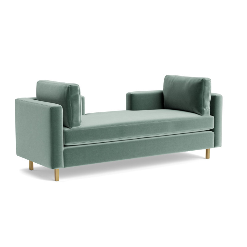 Hunter Bench, Performance Velvet - Jade, Brushed Brass