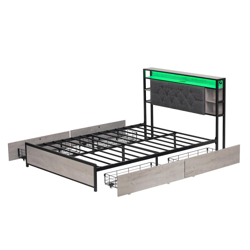 Upholstered Double (4'6) Drawers Bed
