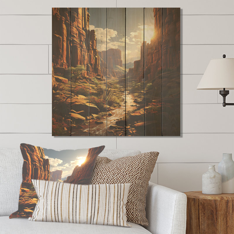 Paysage désertique II - fruits sur bois, H 36 po x l 36 po