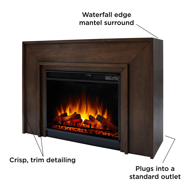 Beck 55" Grand Electric Fireplace in Aged Barrel by Real Flame, Aged Barrel