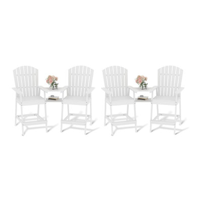 Tabourets de bar extérieurs Adirondack avec plateau de connexion, chaises hautes Adirondack, chaises de bar pour terrasse, balcon, cour arrière, tabouret de bar avec dossier haut, chaises Adirondack de hauteur bar