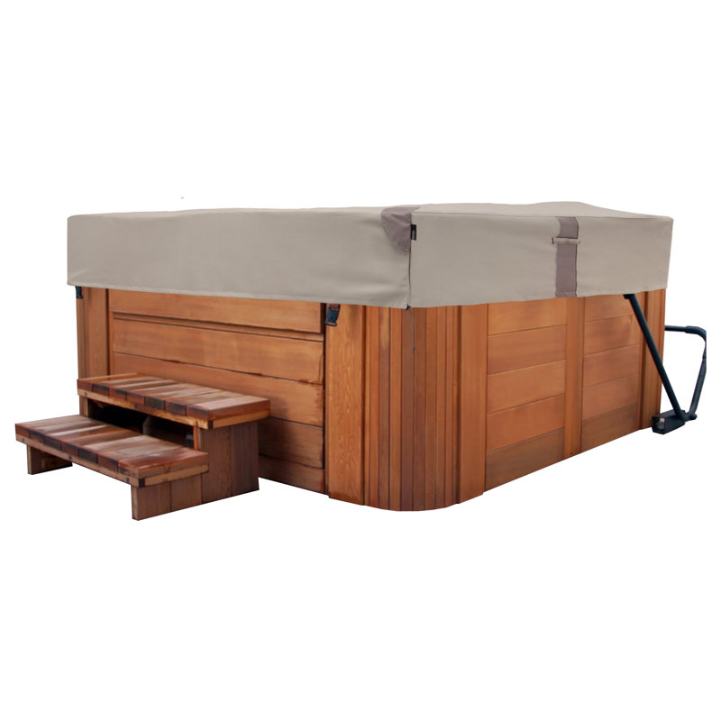 Beige Heavy-Duty Weather-Resistant Square Hot Tub Cover