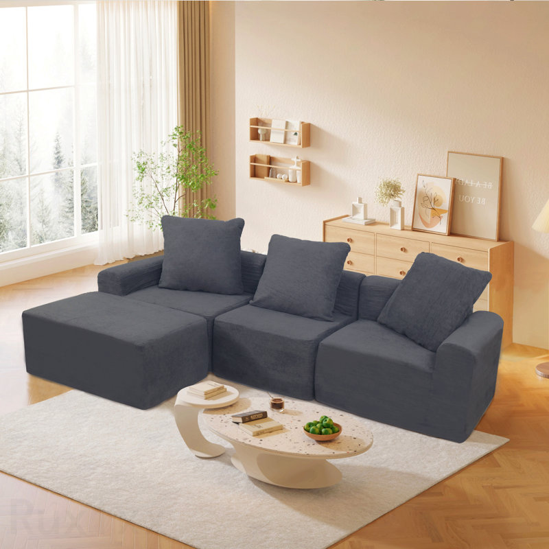 Canapé modulaire convertible convertible en microfibre, Velours gris antique