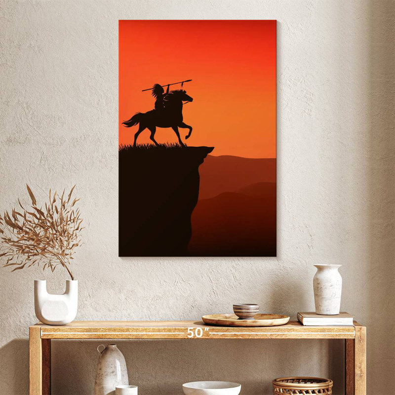 Indian Warrior Sunset, 39" H x 26" W