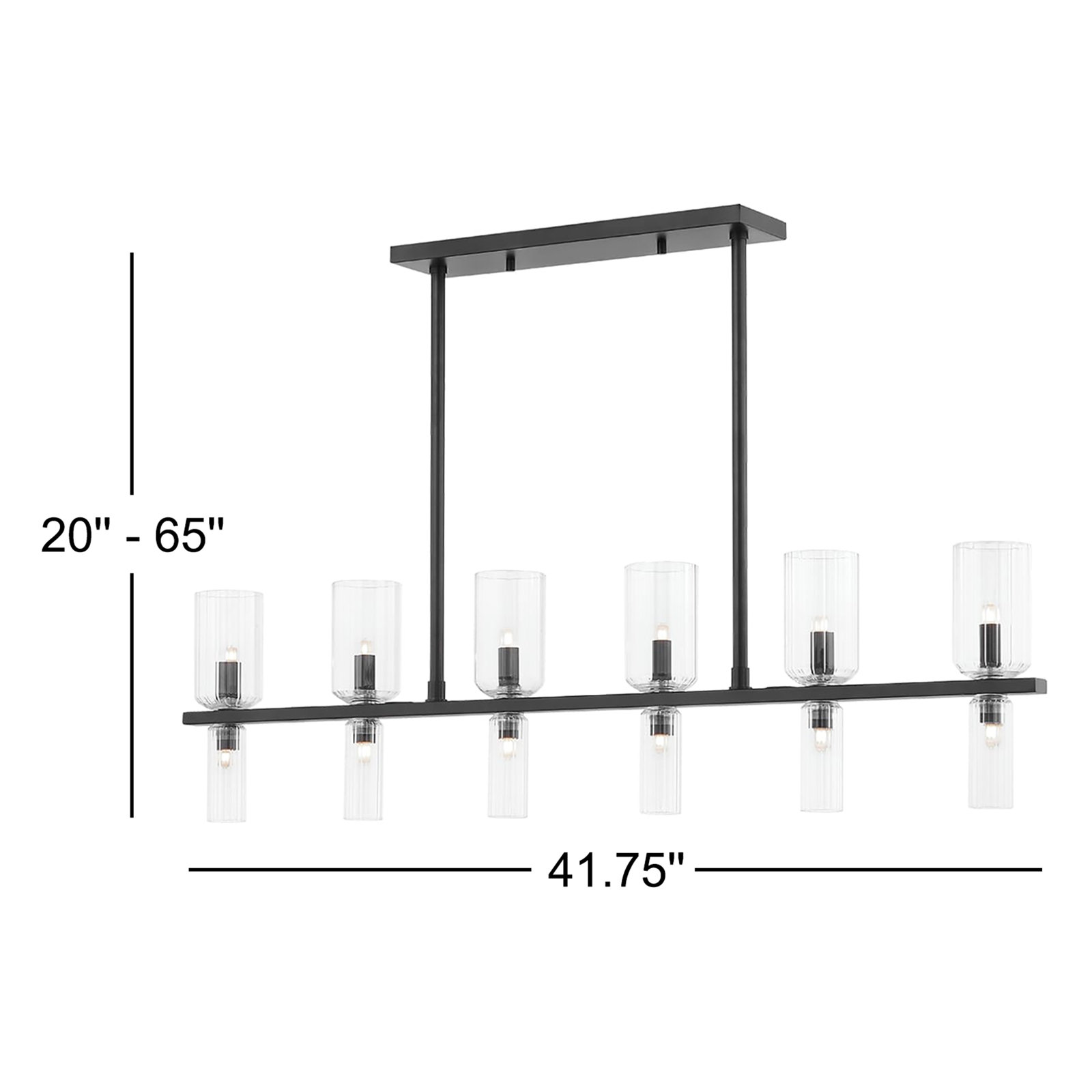 Bartett 12 Light Glass Dimmable Pendant, Soft Black