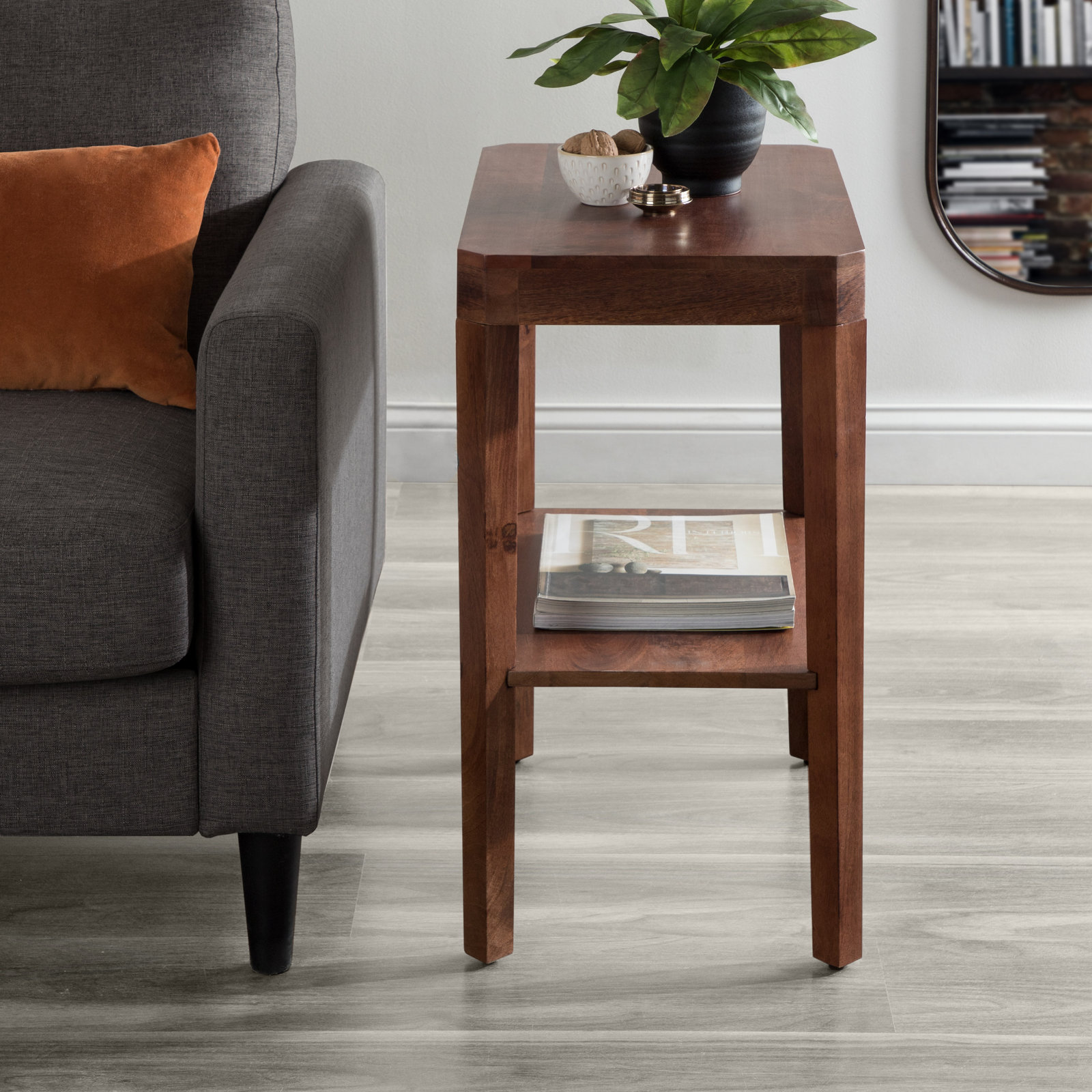 Ardentown Solid Wood End Table, Walnut Brown
