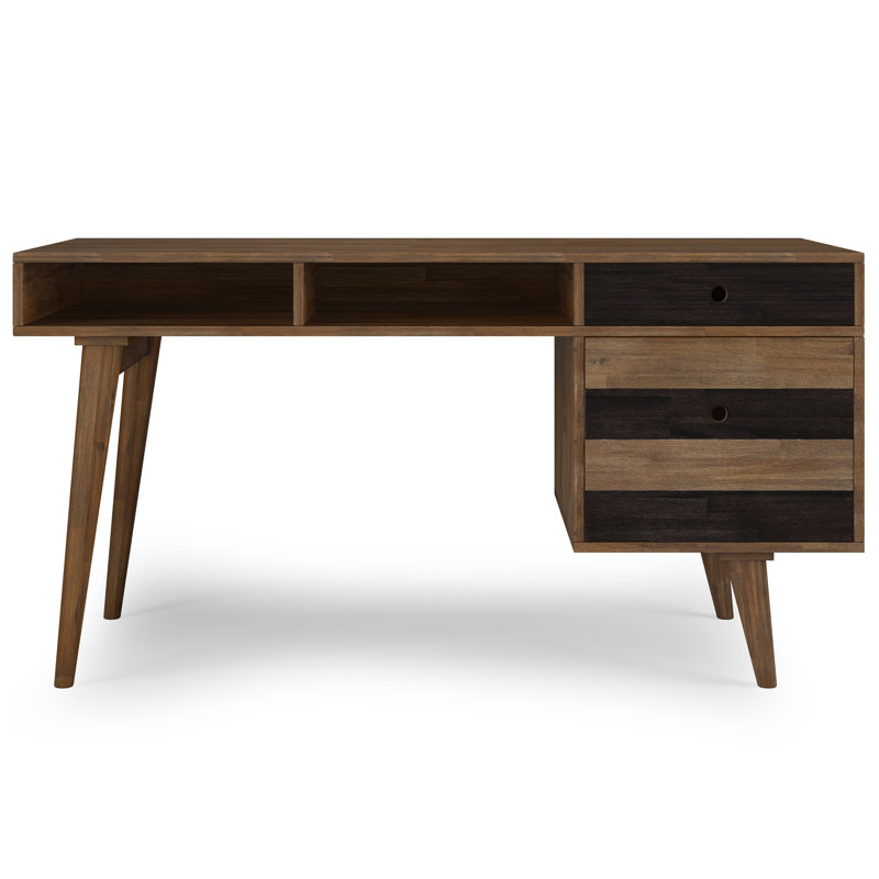 Bureau en bois d'acacia massif l 60 po Clarkson, style contemporain avec tiroirs latéraux