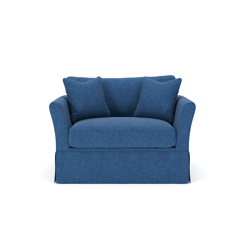 Chaise et demi rembourrée Shelby, Denim indigo classique