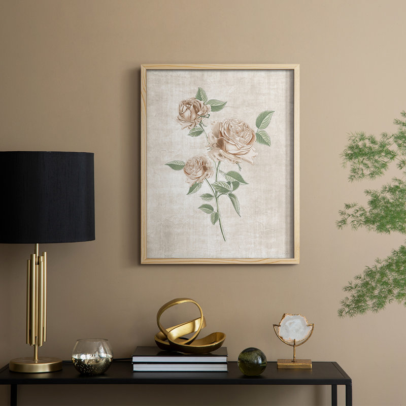 Blush Rose Botanical I, reproduction encadrée - bois massif, Naturel, H 11 po x l 9 po