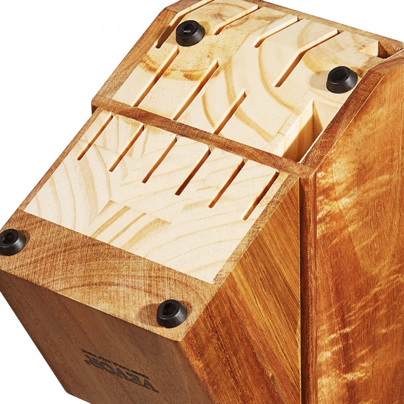 Porte-couteaux universel en bois d'acacia sans couteaux