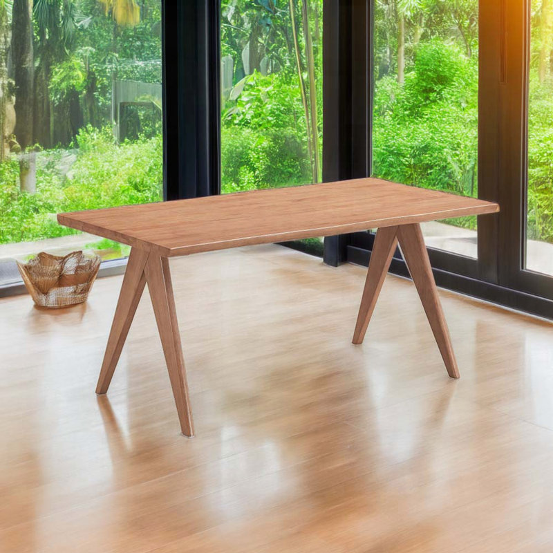 Natural Finish Mid-Century Modern Rectangular Dining Table
