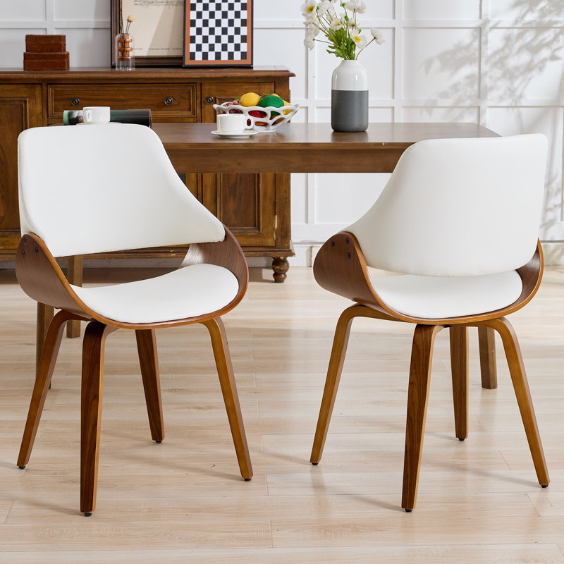Chaises de salle à manger modernes en bois rembourrées, Blanc