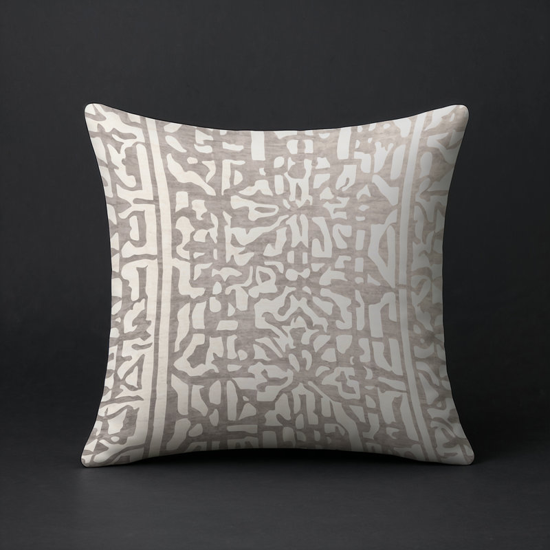 Coussin décoratif intérieur / extérieur bleu Modern Modern, Gris abstrait 98, Carré 16 po