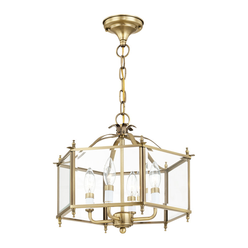 Djamshid Glass Semi Flush Mount, Antique Brass