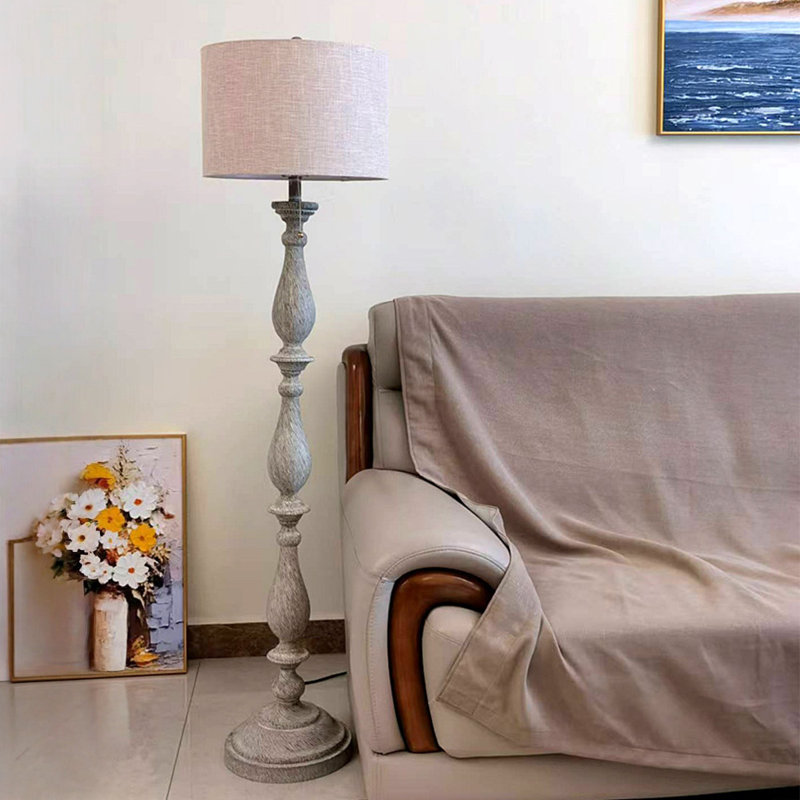 Beige-white+Grey Linen+Resin Free Form Floor Lamps