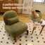 Chaise d'appoint en velours avec pieds en bois massif et coussin moelleux, fauteuil de lecture sans accoudoirs-1900683874