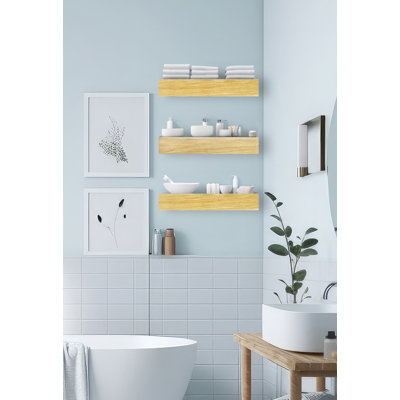 Emerald Lee 3 Piece Oak Floating Shelf