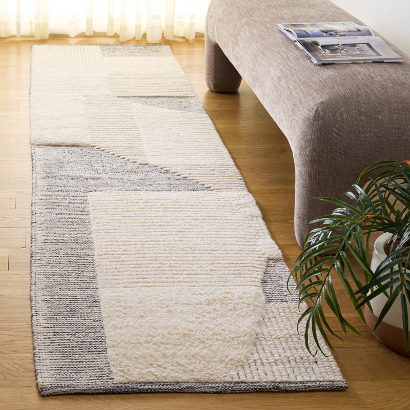 Natura 506 Hand Woven 80% Wool; 20% Cotton Geometric Shapes Rug, Runner 2'3" x 9'