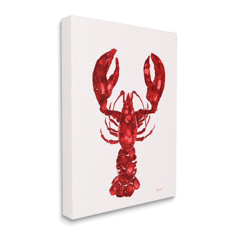 «Red Lobster Marine Paint Speckled Watercolor Canvas», peinture sur toile, H 20 po x l 16 po x P 1,5 po