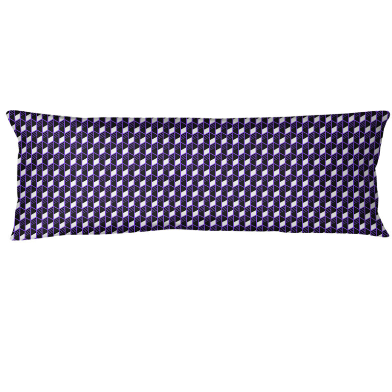 Oreiller pour le corps 20 po x 54 po Abbate, Mauve, Rayures