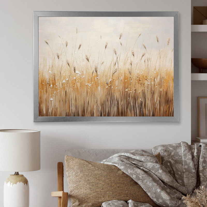 Prairies majestueuses prairies sur toile, Cadre simple argenté, H 16 po x l 32 po x P 1 po