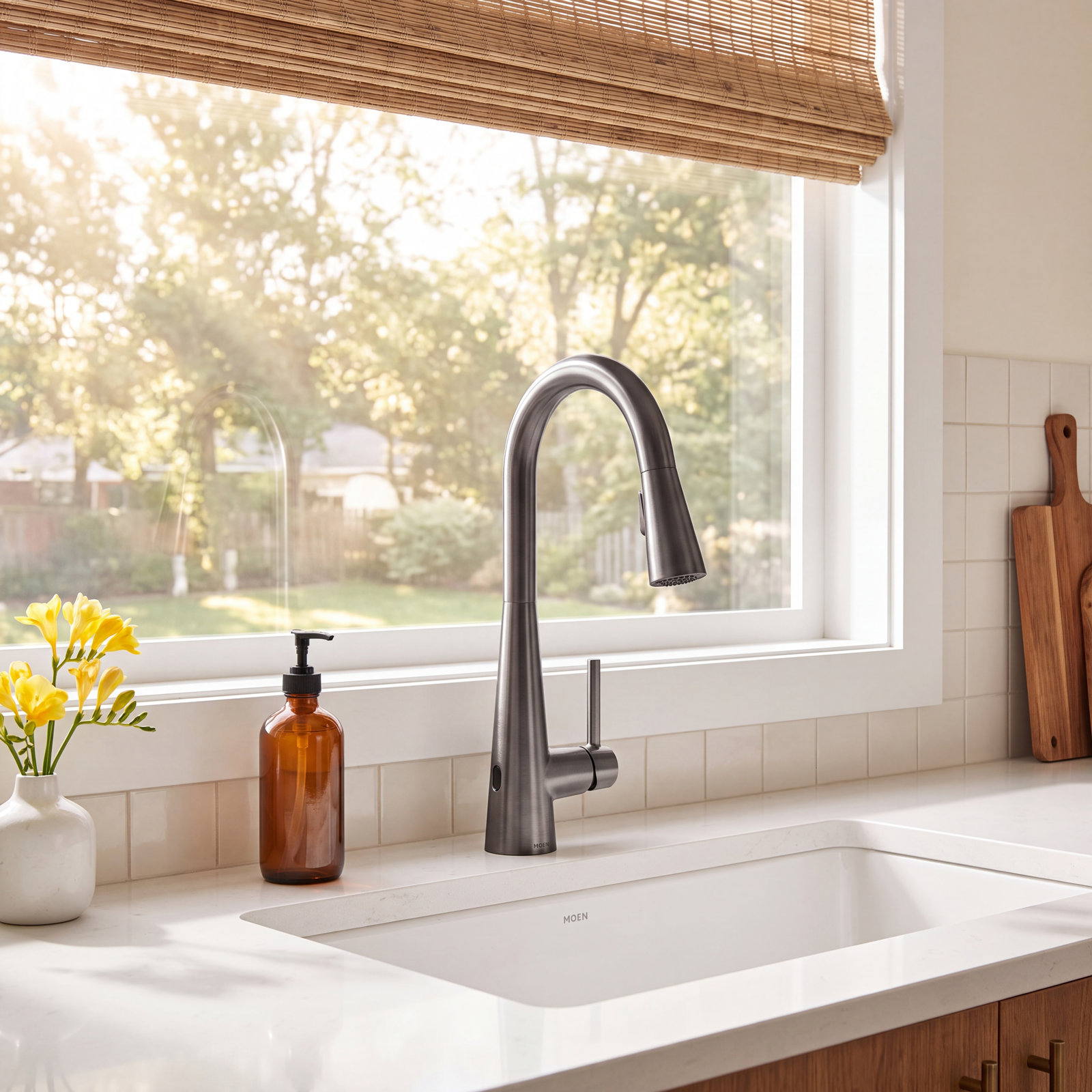 Moen Sleek MotionSense Pull-Down Faucet, Black Stainless