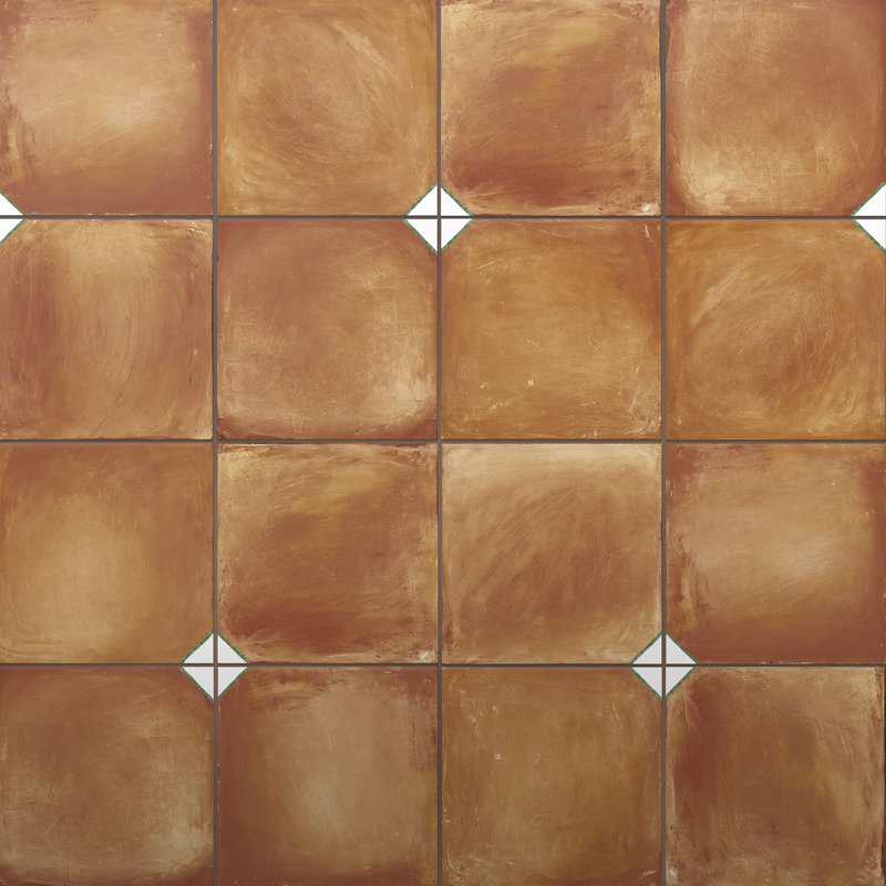 Sentier des Ocres Coin 7.88" x 7.88" Porcelain Spanish Wall & Floor Tile, Brown/Green