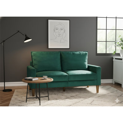 Causeuse rembourrée en velours de style moderne et minimaliste, canapé compact à 2 places à ressorts hélicoïdaux pour salon