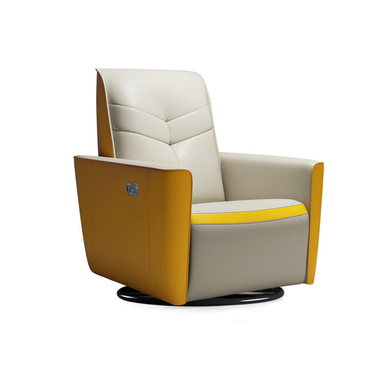 Fauteuil inclinable en similicuir Simmo, Similicuir jaune / beige