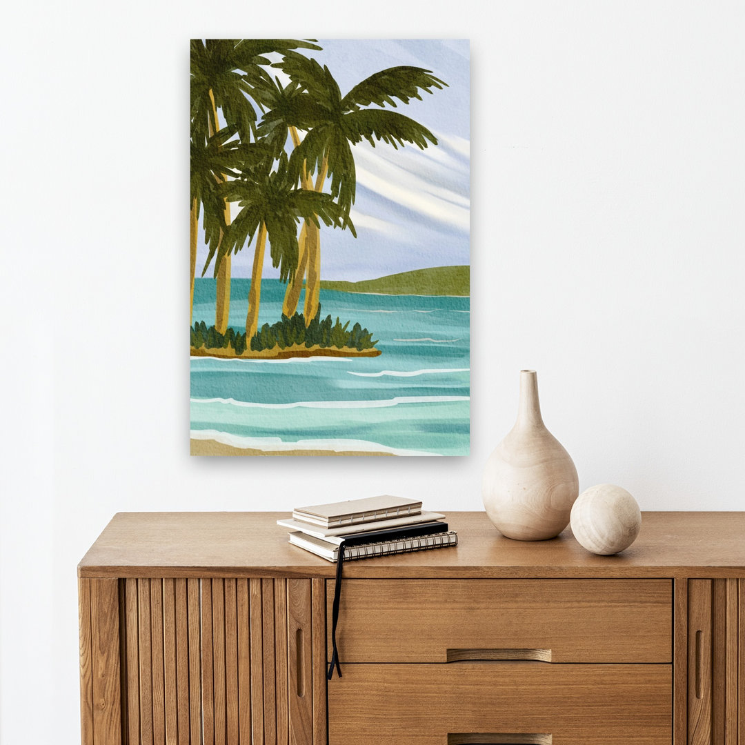 Tropical Island Palms Serene Tranquil Abstract Palm Tree Coastal Wall Art Print
