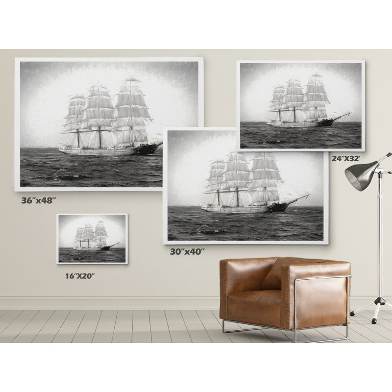 Voilier rétro I - reproduction sur toile, H 36 po x l 48 po x P 1,5 po