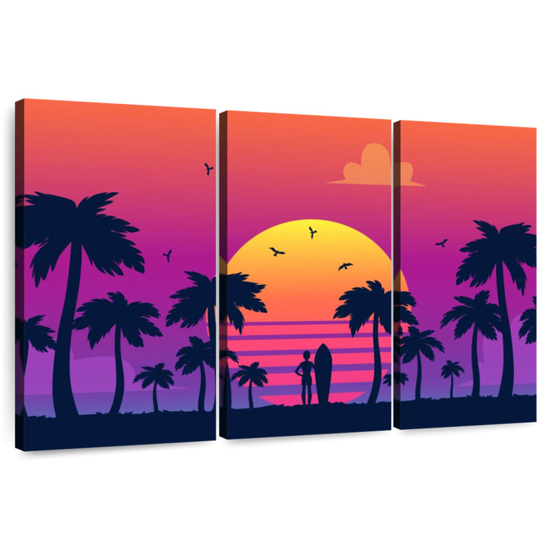 Coucher de soleil au néon Gillard, H 32 po x l 50 po