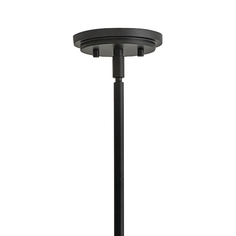 Lustre six lumières 28 po avec abat-jour en verre transparent Ryden, Noir