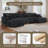6 - Piece Upholstered Gray Faux Rabbit Fur Flannel Reversible Modular Sofa Living Room Sectional Couch with Ottoman-850720677-850720676