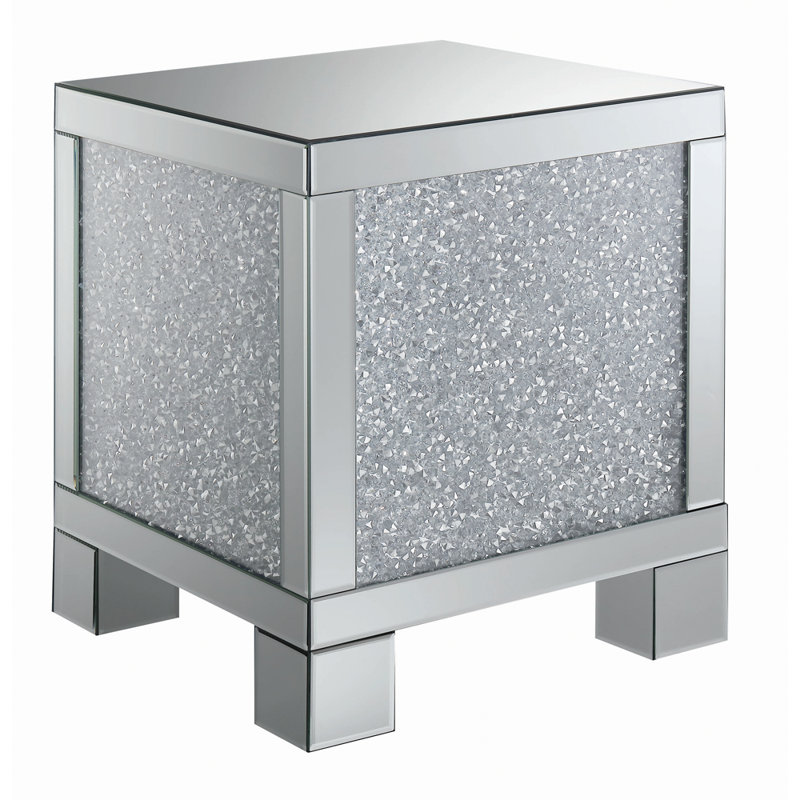 Gillian Square End Table Silver And Clear Mirror