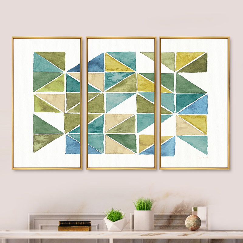 3 - Pieces, 32" H x 48" W x 1" D, Gold Framed