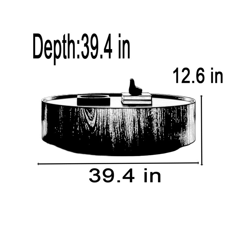 Retro Round Coffee Table, 12.6" H x 39.4" L x 39.4" W