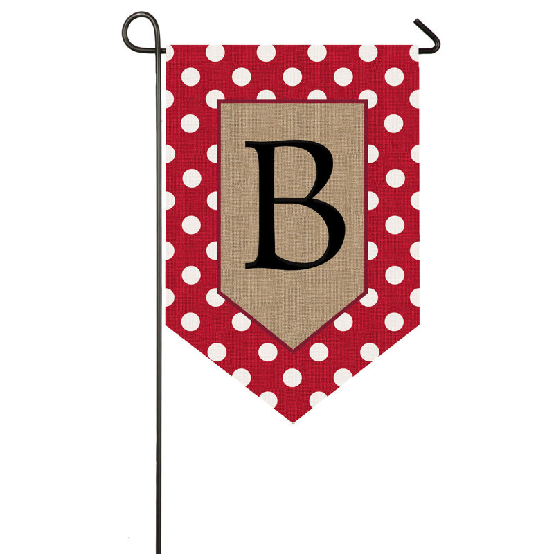 Drapeau de jardin monogramme en toile de jute 18 x 13 po, B