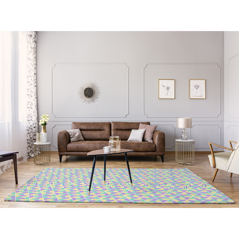 Tapis de zone aquamarine/violet trapézoïdals, Rectangle 9 pi x 12 pi