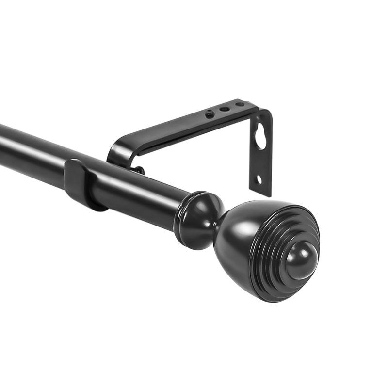 Tringle à rideaux simple réglable 1 po Adeline, De 28 po à 48 po de largeur, Noir