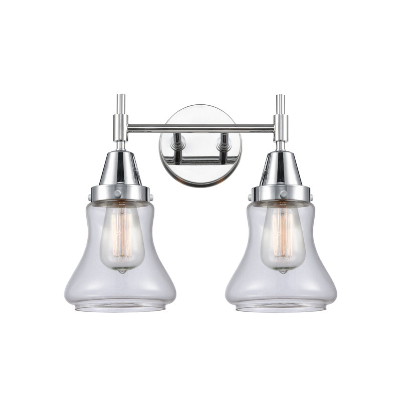 Éclairage pour meuble-lavabo à 2 lumières à intensité variable Gayle, Ampoule DEL rétro 4 watts, Transparent, Chrome poli